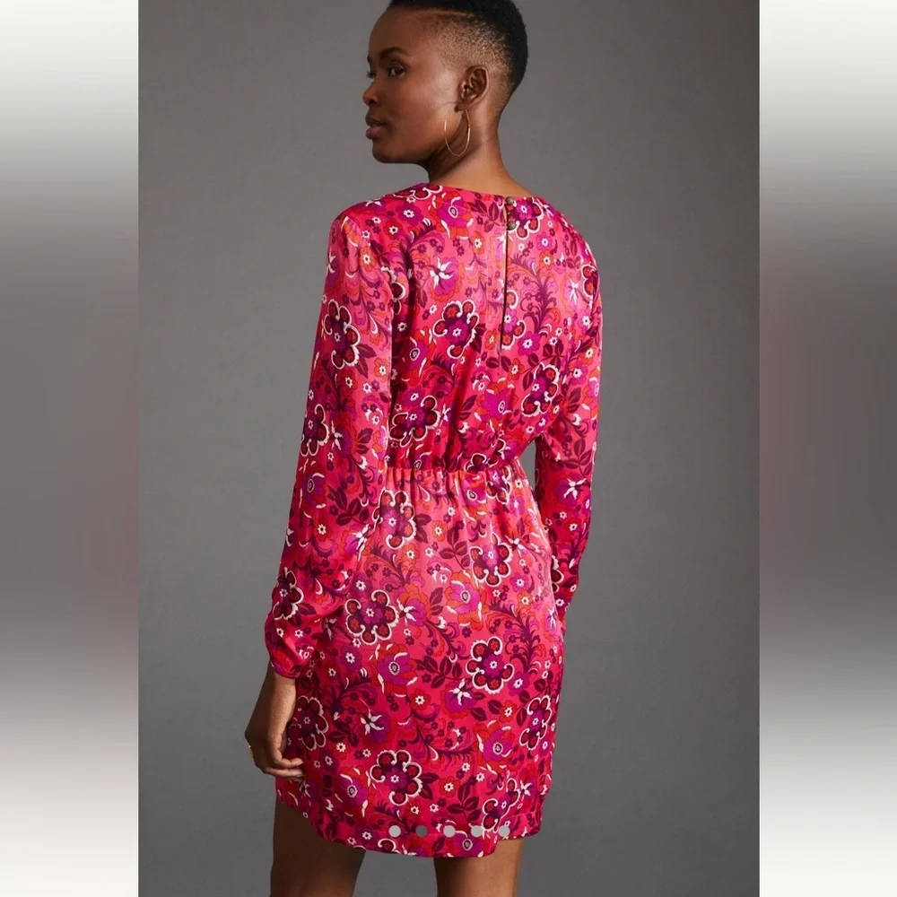 Anthropologie Pink Floral Mini Dress - Picture 2 of 8